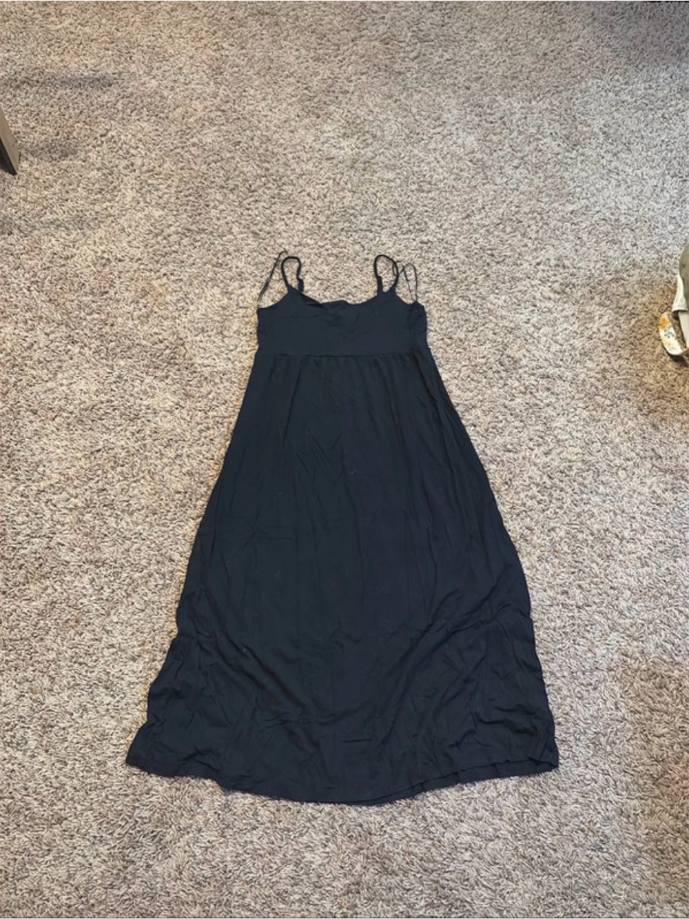 Old Navy Black Midi Spaghetti Strap Dress